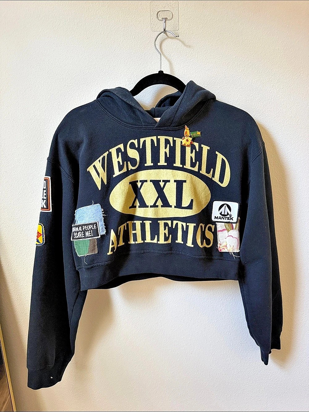 RILEY vintage Cropped Hoodie in Black Size M/L